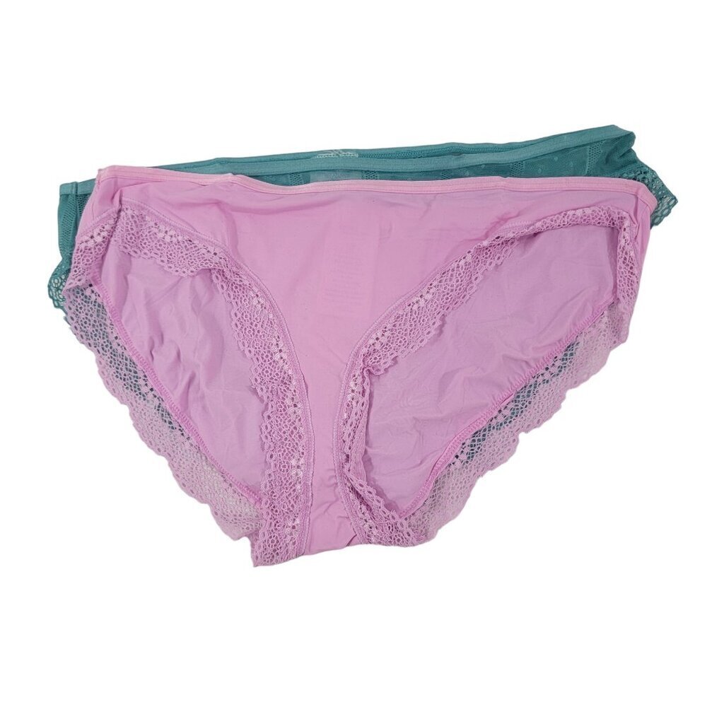 Secret Treasures Women’s Polka Dot Mesh & Lace Trim 3-Pack Bikini Panties - XS - Picture 5 of 11
